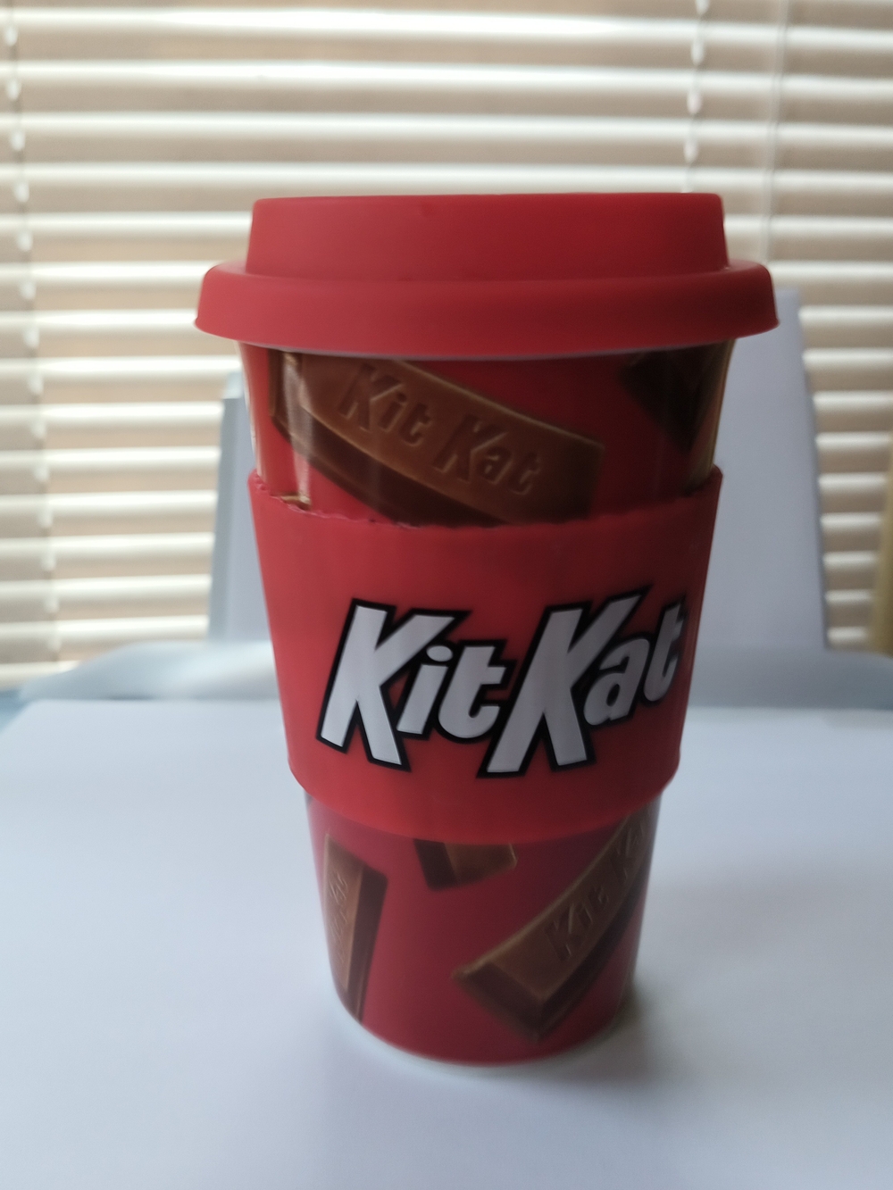 Kit Kat Red Travel Cup with Sleeve 6 Tall Ceramic